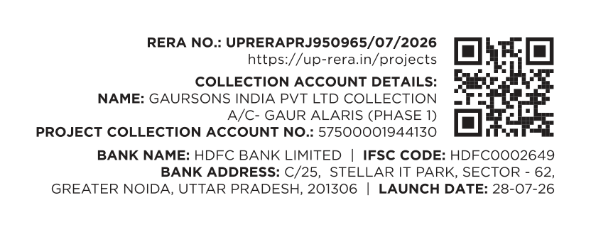 Gaur Alaris RERA registration and collection account details